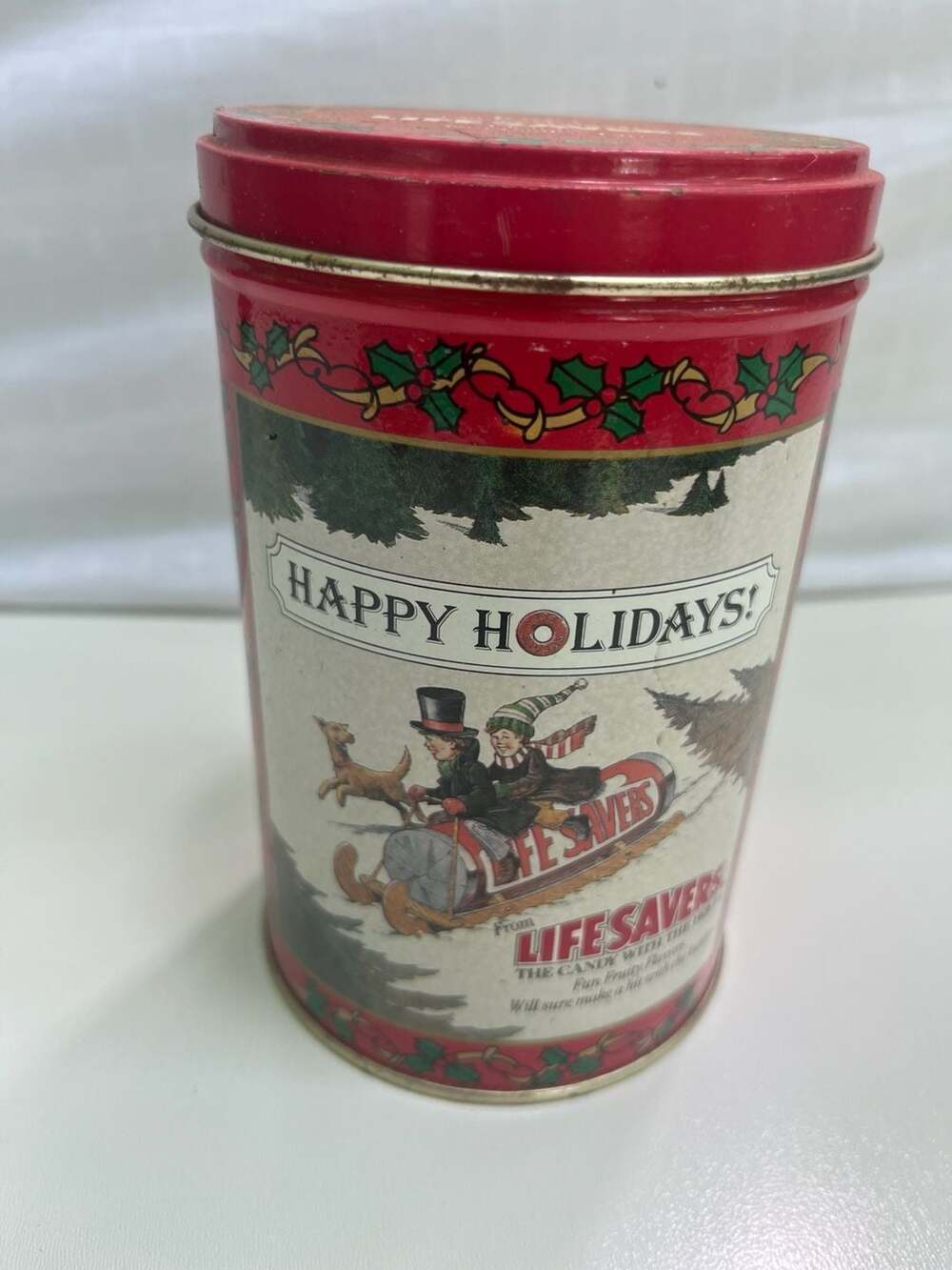Vtg 1989 Limited Edition Lifesavers Holiday Keepsake Tin Collectible Red 5.5"